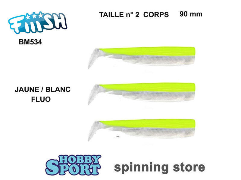 BLACK MINNOW FIIISH SIZE 2BM 534 JAUNE FLUO  3 CORPS RICAMBIO 90 MM SPINNING