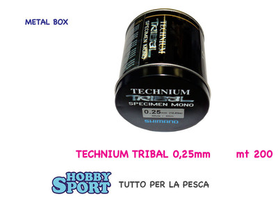 FILO TECHNIUM TRIBAL SHIMANO 200 MT  DIAM. 0,25 MM METAL BOX
