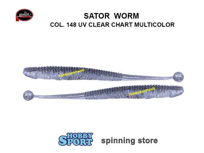 MOLIX SATOR WORM 2,5" COL 148 UV CLEAR CHART MULTICOLOR SPINNING ROCK FISHING