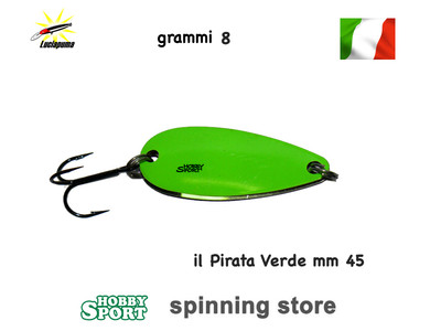 IL PIRATA  FILIBUSTIERE 8 GR - 4,5 CM VERDE ANCORETTA TROUT SPOON