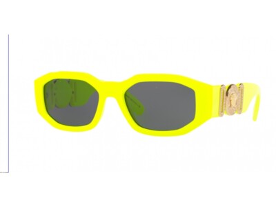 Pre-owned Versace Sunglasses Ve4361 532187 Yellow Fluo Yellow Grey Unisex In Gray