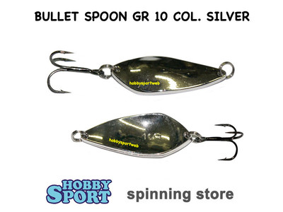 BULLET TROUT SPOON GR 10  RAPTOR COL. SILVER SPINNING TROTA LAGO FIUME