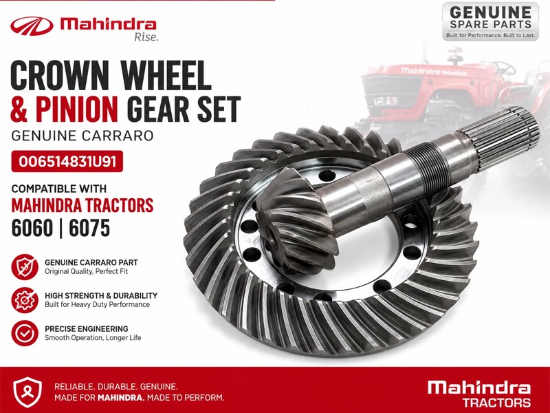 Mahindra 6060 6075 Crown Wheel & Pinion Gear Set 006514831U91 Genuine Carraro