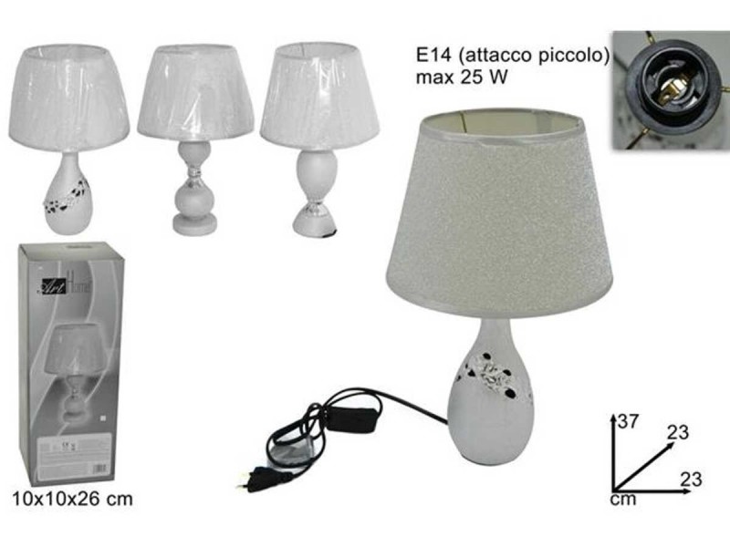 Lume Lampada Abat Jour Comodino Comò 37cm Luce Abatjour Fogliata idea