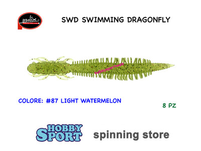 MOLIX DRAGONFLY 3,5"  col 87 LIGHT WATERMELON 8 PEZZI SPINNING BLACK BASS