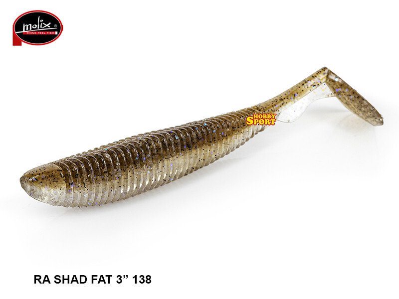 MOLIX RA SHAD FAT 3'' COLOR  138 WAKASAGI  SPINNING SPIGOLA BLACK BASS