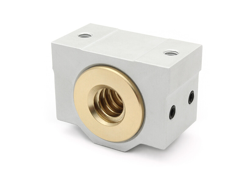 Trapezgewindemutter 12x3 R Rotguss mit Aluminiumgehäuse