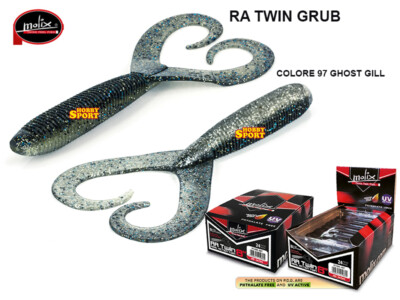 SET 2 MOLIX RA TWIN GRUB 8" COL 97 GHOST BLUE GILL SOFT BAIT X LUCCIO CONF SFUSA