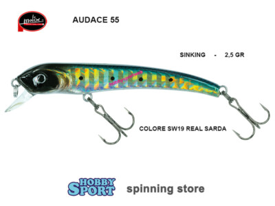 AUDACE 55 MOLIX SW19 REAL SARDA 2,5 GR SINKING SPINNING LAGO MARE TRAINA