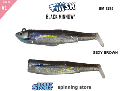 BLACK MINNOW FIIISH SIZE 1BM 1295 SEXY BROWN 3 GR COMBO SHORE+1 CORPS SPINNING