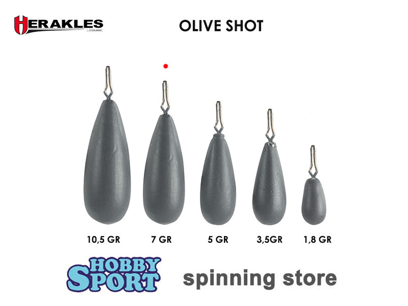OLIVE SHOT HERAKLES 7 GR COLORE VERDE 1/4OZ PIOMBO PER DROP SHOT CONF. 5 PZ
