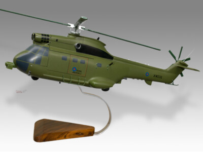 Aerospatiale AS330 MK II RAF Solid Kiln Dried Mahogany Wood Helicopter Model