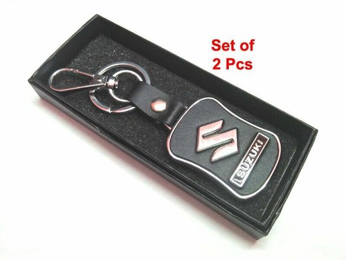 Faux Leather Metallic Hook Keychain Keyring Set fit for Suzuki