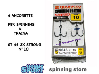 ANCORETTE SHINKEN TRABUCCO 5646  ST46 SIZE 10 SALTWATER PROOF 2 x STRONG 6 PZ