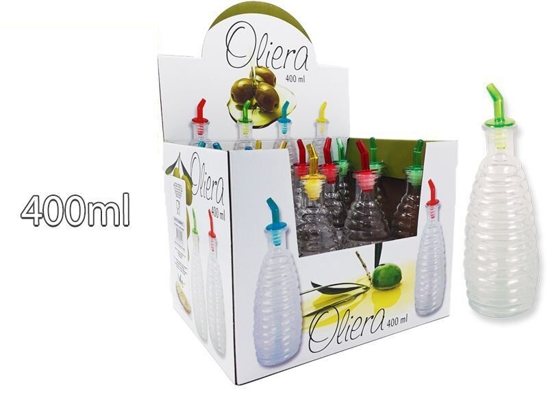 Set 12 Pezzi Bottiglia Olio Aceto Vetro Con Tappo Dosatore Oliera 400ml dfh