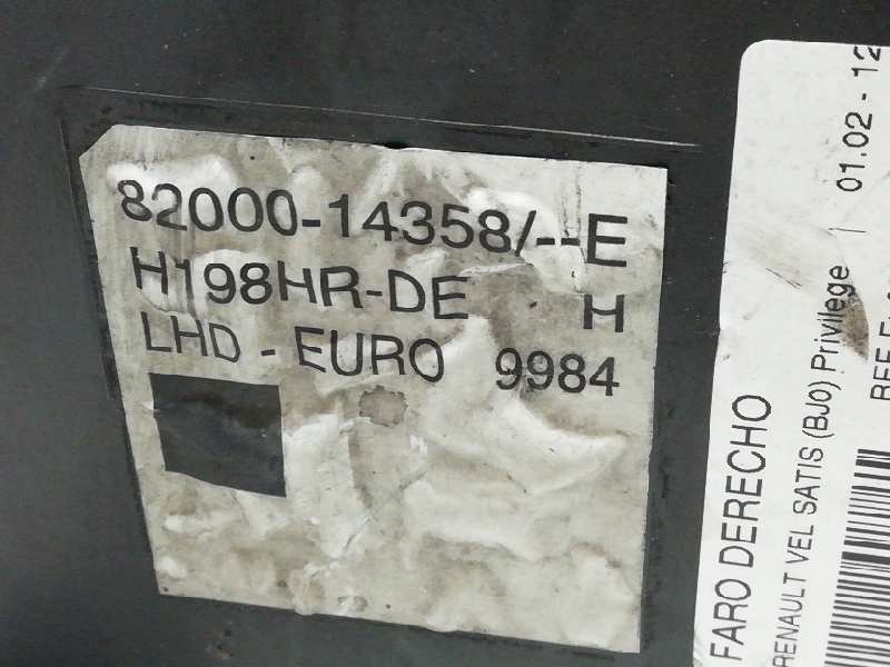 8200014358e Feu Droit Pour Renault Vel Satis (Bj0) Privilege 150 Cv 2002 922408