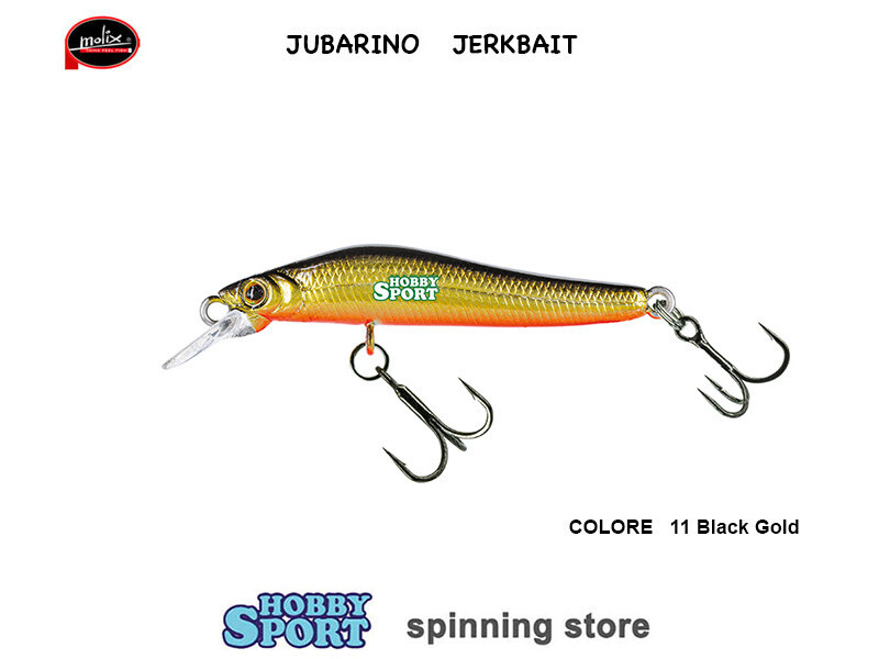 JUBARINO JERKBAIT MOLIX 50  COL 11 BLACK GOLD  2.5 GR  5 CM  SPINNING TROUT