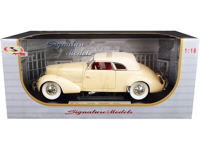 1936 Cord 810 Coupe Yellow with Cream Top and Red Interior 1/18 Diecast Model