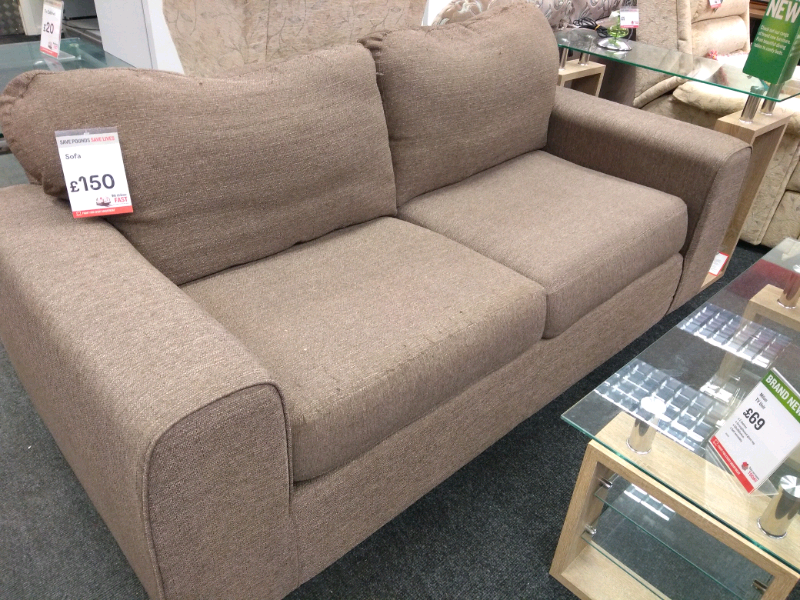 BHF - light brown fabric 3 seater sofa. Reduced! | in Huddersfield, West Yorkshire | Gumtree