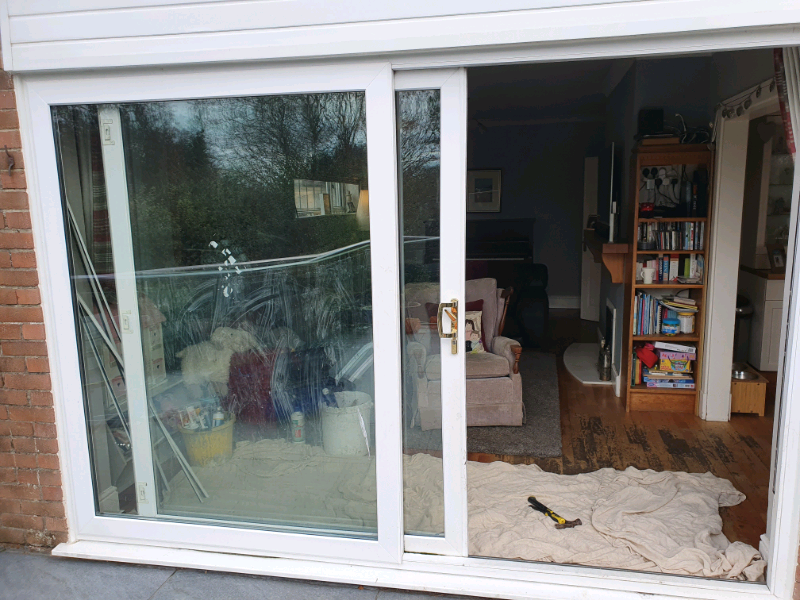 White uPVC Sliding Patio Door Approximately 3m x 2m in Swansea