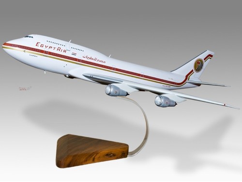 Boeing 747-300 Egypt Air Solid Mahogany Wood Handmade Desktop Airplane New Model