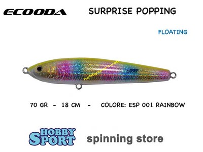 STICK BAIT 70 gr ECOODA SURPRISE 180F ESP 001 RAINBOW  FLOATING  X TONNO