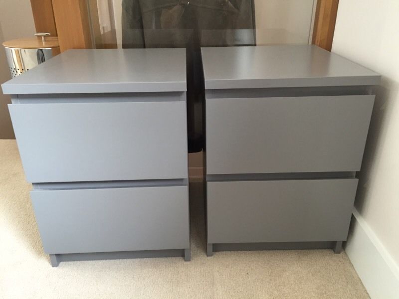 2 IKEA Malm Grey Bedside Tables - Excellent condition | in 