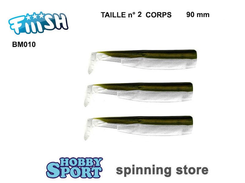 BLACK MINNOW FIIISH SIZE 2BM 010 KHAKI 3 CORPS RICAMBIO 90 MM SPINNING