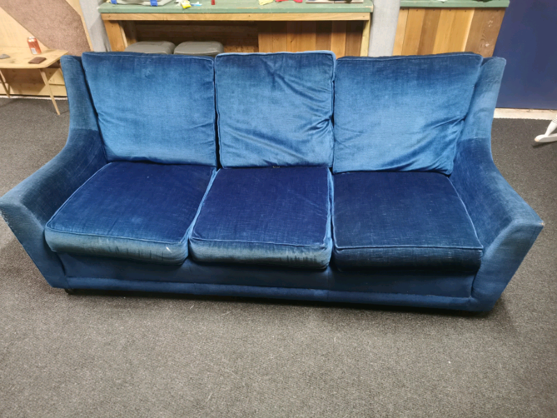 Comfy blue velvet sofa | in Southville, Bristol | Gumtree