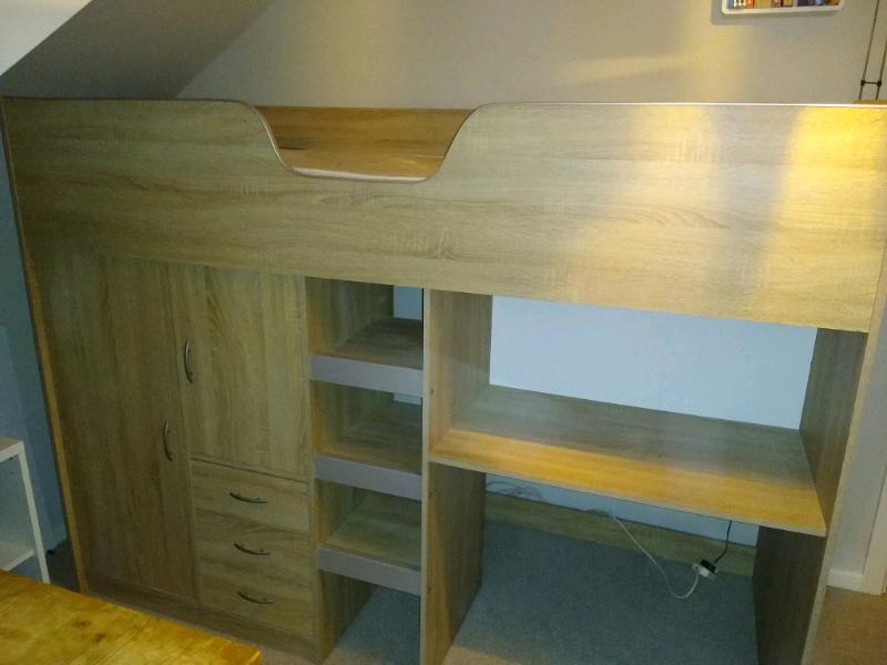 Cabin Bed with desk, drawers and wardrobe | in ...