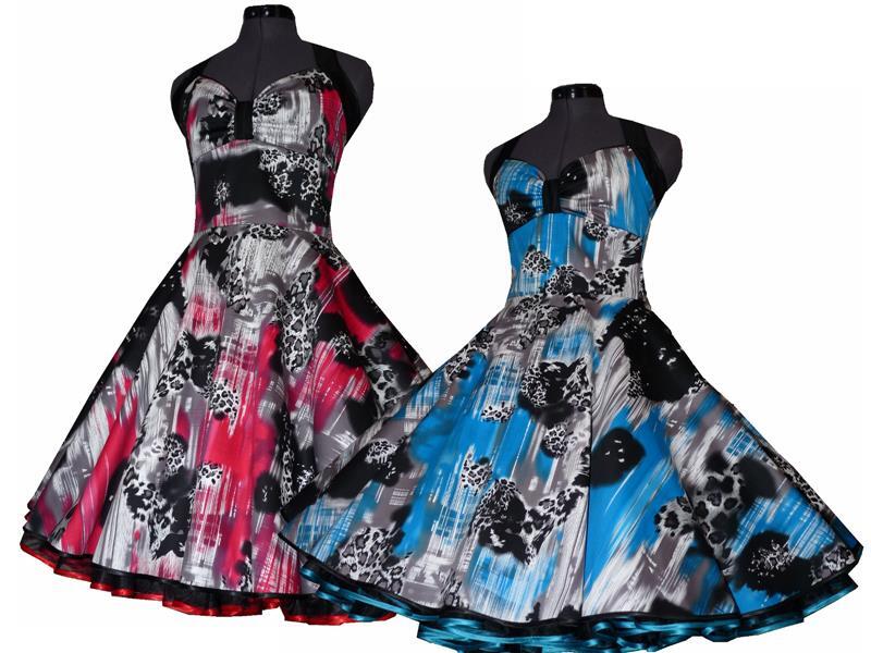 Tanzkleid zum Petticoat rot türkis schwarz Partykleid Cocktailkleid 50er Jahre