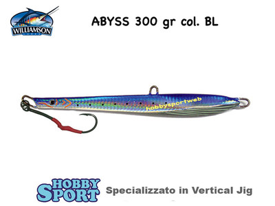VERTICAL JIG WILLIAMSON  ABYSS 300 GR color BL BLUE PESCA MARE BARCA