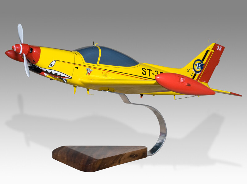 SIAI Marchetti SF-260 Belgian Air Force Solid Mahogany Wood Desktop Model