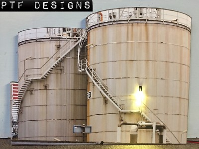 O Scale Scratch Built ''Double Tank Farm'' Oil industrial Front/Flat, MTH Lionel