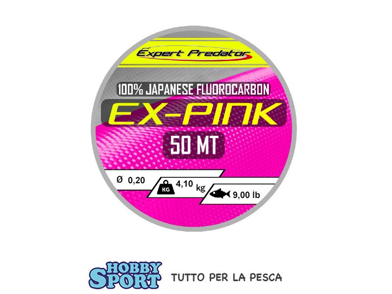 FILO FLUOROCARBON EX PINK 50 MT DIA 0,20 MM TEST 4,1 kg EXPERT PREDATOR TERMINAL