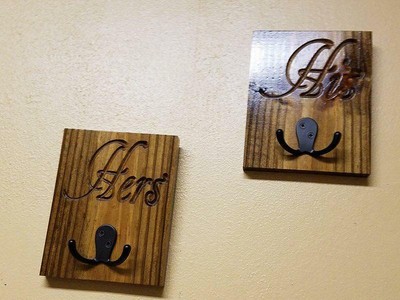 Reclaimed Solid Pine, His and  Her hook, Towel and  Robe Hooks, Mr and Mrs hooks