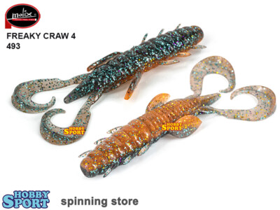 FREAKY CRAW 4" MOLIX COLORE 493 UV METALLIC BACK ORANGE PESCA BLACK BASS LAGO