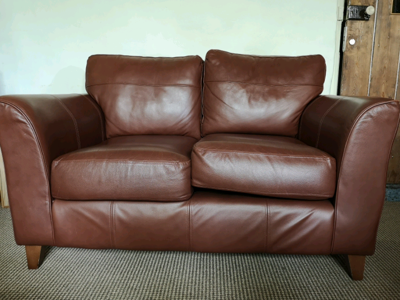 Brown Leather Sofology Sofa 2 Seats in Chagford, Devon Gumtree