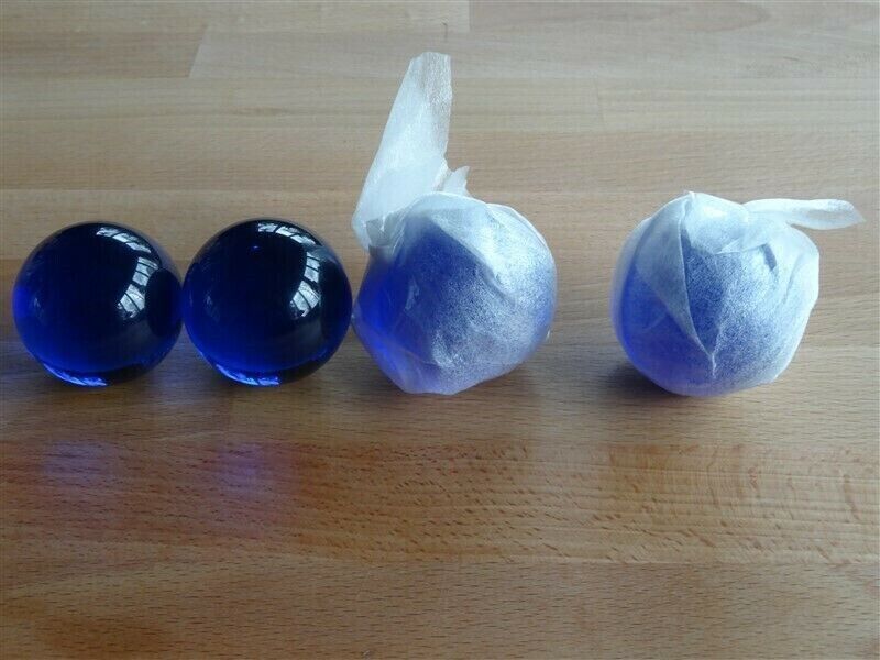 4 Blue Solid Glass Balls * Excellent