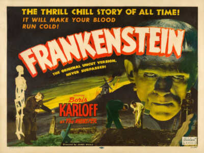 1931 FRANKENSTEIN BORIS KARLOFF VINTAGE MOVIE POSTER PRINT 18x24 STYLE E 9 MIL