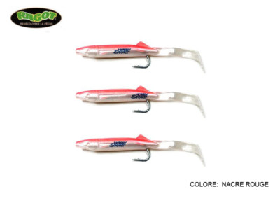 RAGLOU RAGOT 10,5 CM COL. NACRE ROUGE  CONF. 3 PZ  SILICONICO TRAINA  SPINNING
