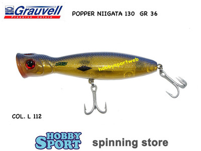 POPPER NIIGATA  GRAUVELL 13 cm - Col. L112 BLU-ORO  FLOATING 36 GR  SERIE JINZA