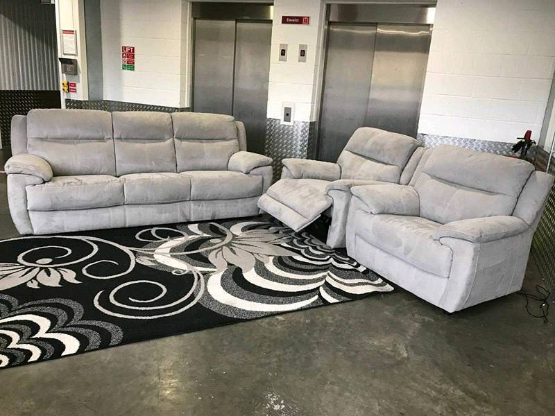 X DISPLAY GREY SOFA IN SUEDE SETTEE COUCH FAST DELIVERY ...