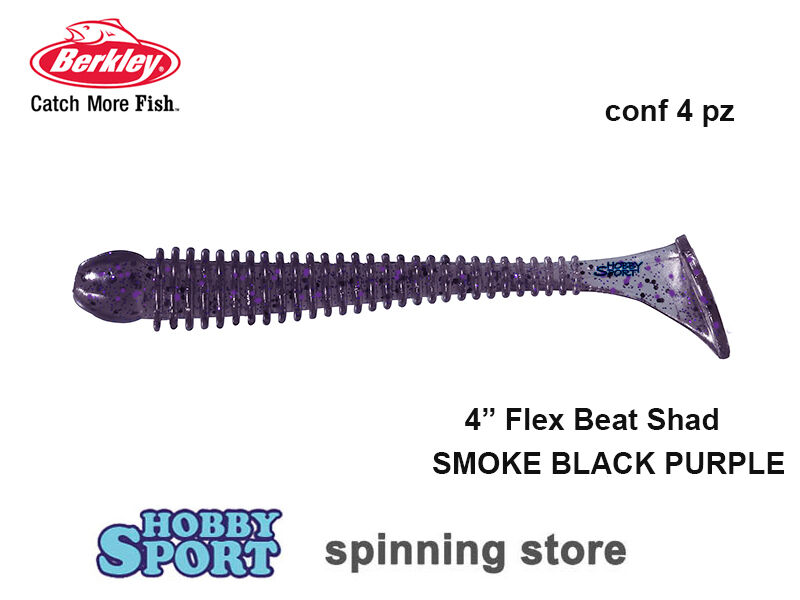 BERKLEY FLEX BEAT SHAD 4" COL. SMOKE BLACK P.  CM 10   SPIGOLA - BASS CONF 4 PZ