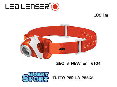 LAMPADA FRONTALE LED LENSER MOD. SEO 3 COLORE ORANGE 6104 100 LUMEN