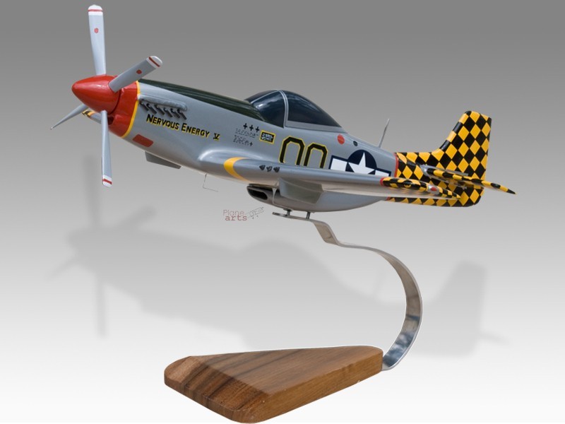 North American Mustang P51: Nervous Energy V Mahogany Wood Desk Airplane Model