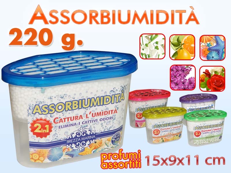 Deumidificatore Vaschetta Assorbi Umidita' Con Cristalli Varie Profumazioni dfh