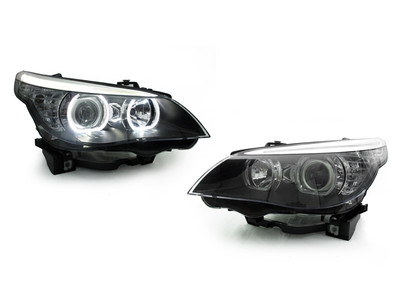 DEPO V3 LED U Ring White Angel Halo Headlight For 2004-10 BMW E60/E61 5 Series