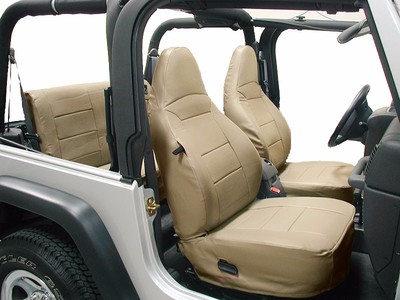 FOR 1997-2002 JEEP WRANGLER TJ SAHARA S.LEATHER CUSTOM FIT SEAT COVERS BEIGE