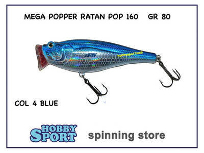 RATAN MEGA POPPER POP 160 COL 4 BLU  80 GR ARTIFICIALE  EXPERT SALTWATER